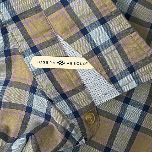 Joseph Abboud Plaid Shirt Spread Collar Full Button Front French Placket NWOT - Picture 12 of 16